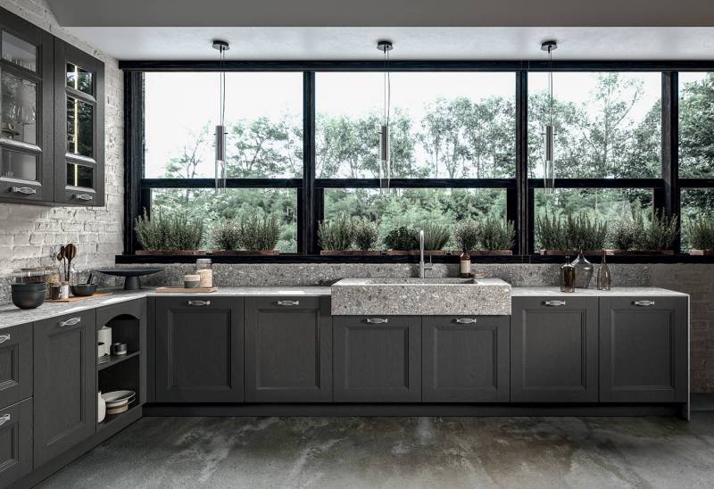 Cuisine Gioiosa finition noire plan de travail