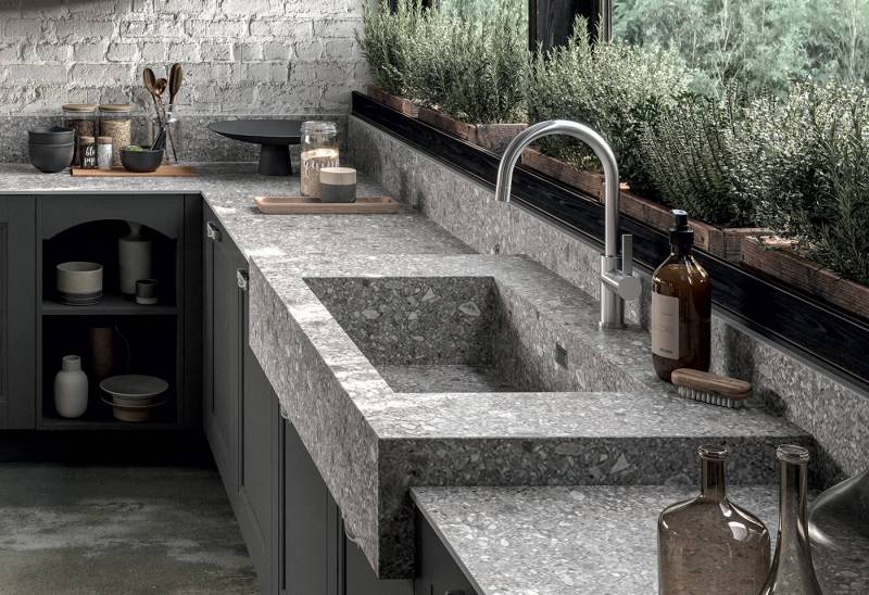 Cuisine Gioiosa finition noire evier